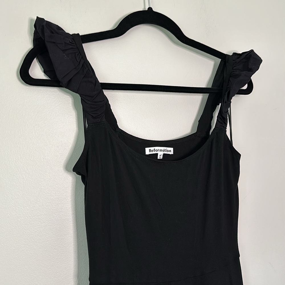 Reformation Black Midi Dress with Twisted Straps - Picture 5 of 9